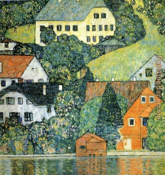 Houses at Unterach on the Attersee painting - Gustav Klimt Houses at Unterach on the Attersee art painting